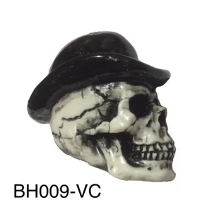 Bowler Hat Skull Valve Caps Motorcycle Bicycle Harley Rat Hot Rod American Made - Picture 1 of 19