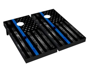 Bandera de la policía de Estados Unidos Cornhole Board Wrap LAMINADO envolturas calcomanías vinilo piel #33 - Imagen 1 de 1