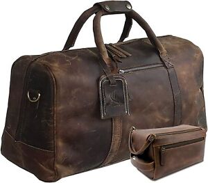Genuine Leather Duffel | Travel Overnight Weekend Leather Bag | Sports Gym 