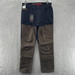 Wrangler Pants Mens 34x32 Blue Water Repellent Denim Hunting Brush Upland Pants - Picture 1 of 14