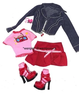 Barbie My Scene Fashion Scene Outfit Top Skirt Boots Denim Jacket Doll Clothes - Picture 1 of 5