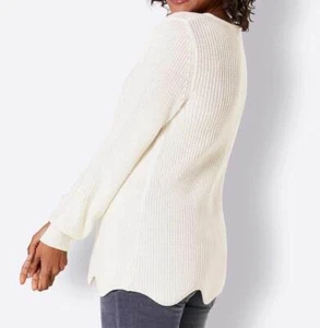 CRÉATION L PREMIUM Damen Merinowolle-Pullover, ecru - Bild 1 von 4