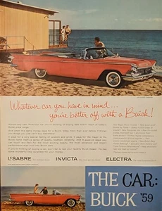 1959 de colección Buick Le Sabre rojo convertible en playa y anuncio estampado en arena - Imagen 1 de 1