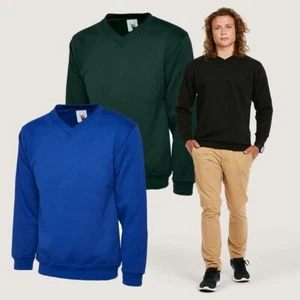 Premium V-Neck Sweatshirt by Uneek UC204 - Men's Unisex - XS to 4XL - Picture 1 of 5