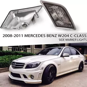 For 2008-2011 Mercedes Benz W204 C-Class Clear Bumper Side Marker Lights Pair - Picture 1 of 9