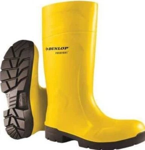 DUNLOP Rubber Boot Unisex Knee Steel Toe Polyurethane Black Yellow Size 9 - Picture 1 of 3