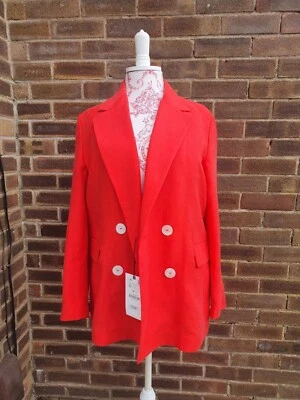 Zara linen Red/coral Oversized Jacket, Size S - Image 1 of 4