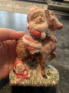 Teena Flanner Santa On Reindeer Papel Mache, Numerado Original #47/1500 - Imagen 1 de 6