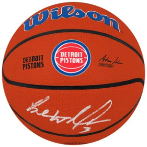 Ben Wallace Signed Detroit Pistons Logo Wilson NBA Basketball - (SCHWARTZ COA) - Picture 1 of 1
