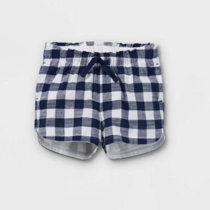 Toddler Girls' Gingham Check Shorts - Cat & Jack -  Navy Blue - 3T - new - Picture 1 of 4
