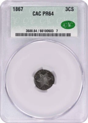 1867 Three Cent Silver PF64 CACG - Image 1 of 4
