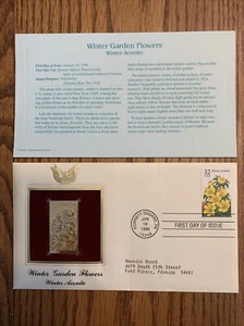 Wintergartenblumen WINTER ACONIT (1996 USPS) 22KT Goldteller STEMPEL SET - Bild 1 von 2