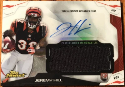 2014 Topps Finest Jumbo Jersey Autographs Refractors Jeremy Hill AJR-JH - Image 1 of 2