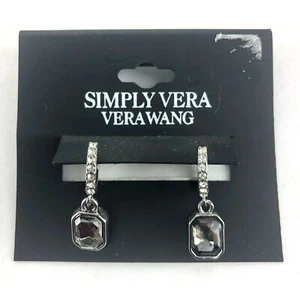 Pendientes Simply Vera de Vera Wang aros de diamantes de imitación ahumados #1750 - Imagen 1 de 1