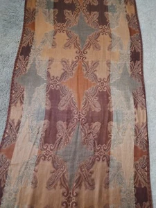 NWT Fraas women's scarf 27 x 74.5" brown earth tones damask acrylic/viscose - Picture 1 of 8