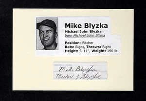 1953 MIKE BLYZKA ST LOUIS BROWNS AUTOGRAPHED LETTER CUT W/ PHOTO-(d.2004) - Picture 1 of 1