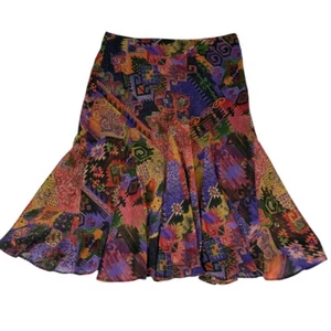 Lauren Ralph Lauren Rust Black Aztec Geometric Flared Vintage A Line Skirt 6 - Picture 1 of 6