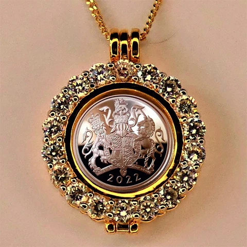 First King Charles III 22ct 2022 Quarter Sovereign Coin Necklace Cover