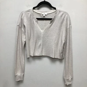 Top corto Bp para mujer beige jaspeado manga larga cuello dividido tejido térmico M nuevo - Imagen 1 de 8