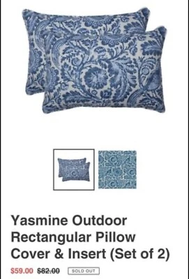 "Almohadas rectangulares para exteriores Yasmine - estampado cachemir - paquete de 2 18"" X 16""" Foto 1 de 4
