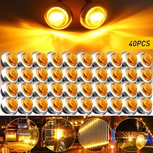 40X Amber 3/4"Round LED Bullet Clearance Side Marker Lights For Truck Trailer RV - Picture 1 of 12