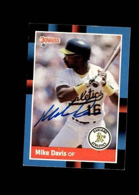 Mike Davis 1988 Donruss A's authentic autographed card - Image 1 of 2