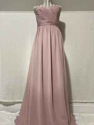 Maxi Vestido Hecho a Mano Polvoriento Malva Gasa Dama de honor Baile de graduación Talla 16 Nuevo Foto 1 de 4