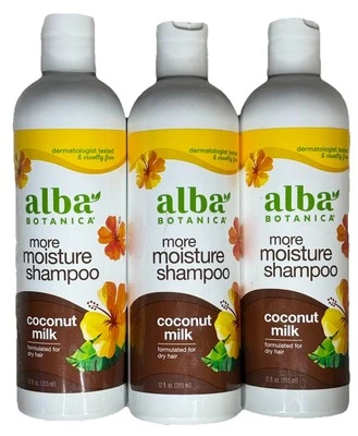3X Champú Alba Botanica Mega Moisture Leche de Coco Formulado para Cabello Seco 12oz Foto 1 de 2