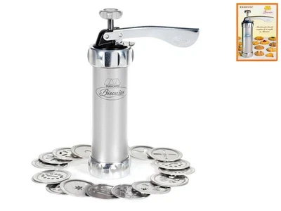 Máquina de galletas Marcato 20 formas para galletas plateadas Foto 1 de 3