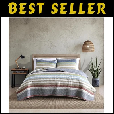 多色条纹棉质被子套装 - 轻便家居装饰 — 第 1/4 张图片