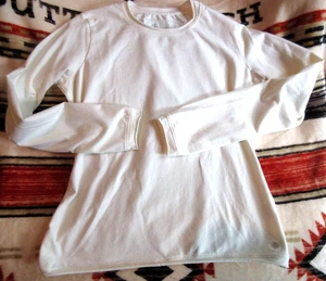 AVENTURA SIZE M ORGANIC COTTON ELASTANE PULLOVER LSLV CREW NK IVORY COLOR INDIA - Picture 1 of 8