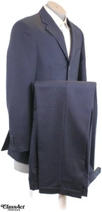 Paulo Solaris Men's 2 Piece Suit Wool Blue Checked 3 Btn 40L Pleated Fronts 32" - Picture 1 of 9