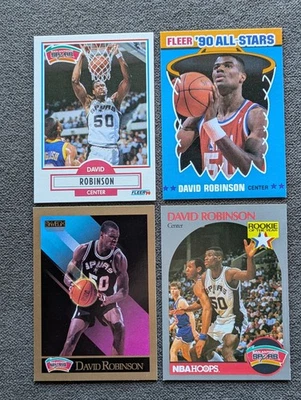 Lote de 4 tarjetas de novato NBA HOF David Robinson (1990) Foto 1 de 4