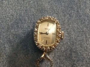 Orologio Gruen 17 Jewel Carica Pendente Cal 248 Oro Bianco 14K Diamanti - Foto 1 di 9