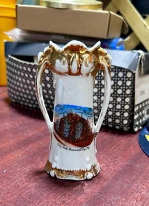 Antique Germany Souvenir Vase City Hall Kansas City MO Gold Trim Porcelain 1900s - Picture 1 of 6