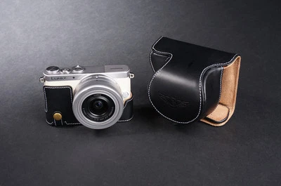 Genunie Real Leather Full Camera Case Bag for Panasonic GM1 GM1S 12-32 lens Open - Image 1 of 4