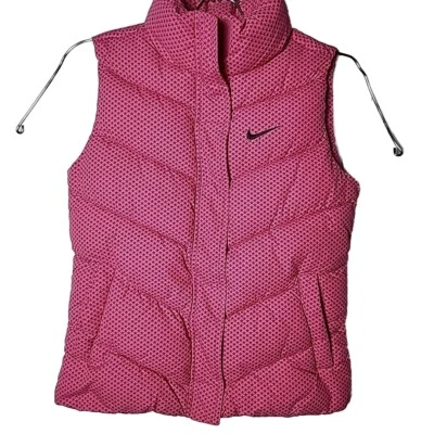 Colete Nike Girls M médio acolchoado poliéster preenchido rosa estrela manchada zíper completo - Imagem 1 de 4