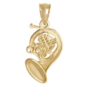 New 14k Gold French Horn Pendant - Picture 1 of 3