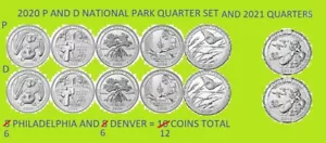 Juego de 12 monedas P&D America the Beautiful National Park 2020 y 2021 - Imagen 1 de 1