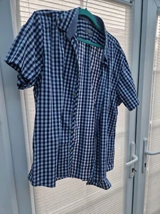 Jeff Banks Stvdio Mens Blue Check Pattern Short Sleeve Shirt, Size XL - Picture 1 of 6