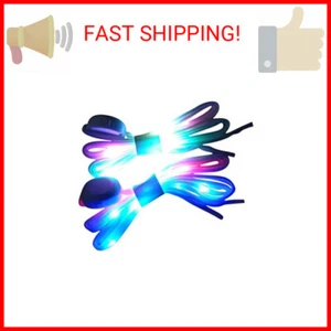 LED White Shoelaces Light Up Shoe laces 3 Modes 7 Colors flashing Shoestrings - Picture 1 of 2