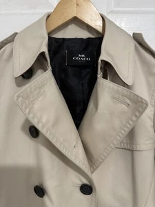 New Coach Women Mid-Length Trench Coat Size XS Classic Khaki Authentic - Picture 1 of 16