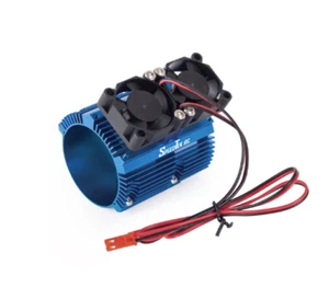 SpeedTek RC 43mm Aluminum Motor Mount Heat Sink w/ Twin Fans (Blue) - Picture 1 of 2