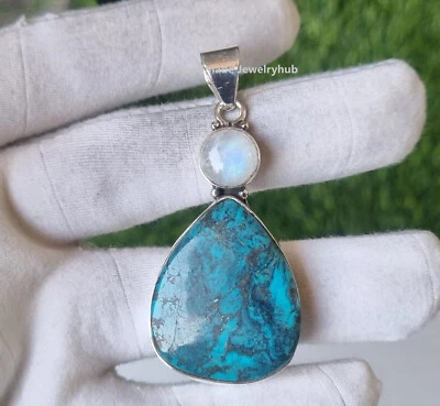 Encantador colgante hecho a mano de plata de ley 925 con piedras preciosas turquesa tentadora PG3328 Foto 1 de 3