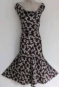 💜 JACQUES VERT SIZE 18 Beautiful Long Bow Pattern Special Occasion Dress Ref 17