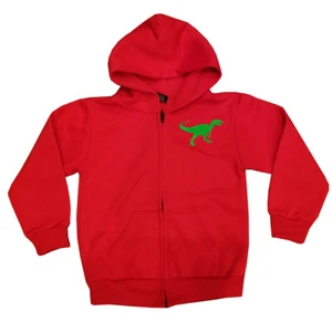 Kid Youth size Dinosaur Tyrannosaurus T-Rex Jacket zip up zipper Hoodie RED - Picture 1 of 3