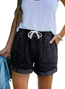 Women Casual Shorts Drawstring Comfy Elastic Waist Summer Short with Pockets - Picture 1 of 58