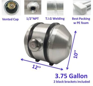 10''x12'' 3 3/4 Gallon 1/2'' NPT Center Fill Aluminum Spun Fuel Tank Gas Tank - Picture 1 of 10