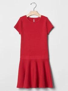GAP Kids Girl Red Ribbed Fit & Flare Sweater Dress Drop Waist XS L 4 5 10 NWT$45 - Picture 1 of 2