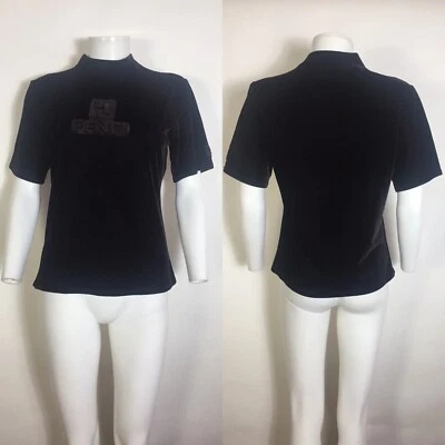 Винтажный коричневый велюровый топ с логотипом Fendi Zucca M - Изображение 1 из 4